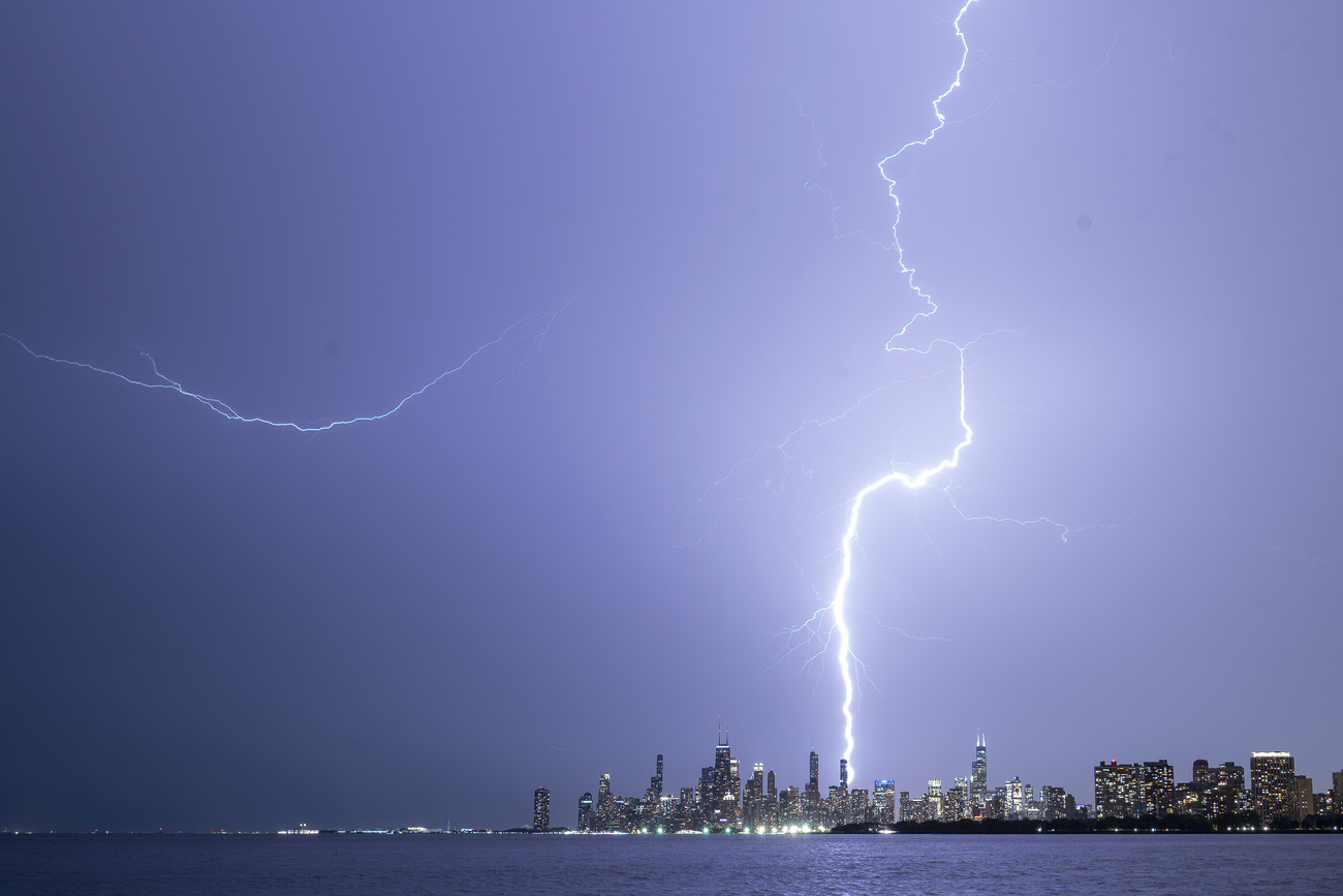 Lightning strikes Chicago in August 2024.