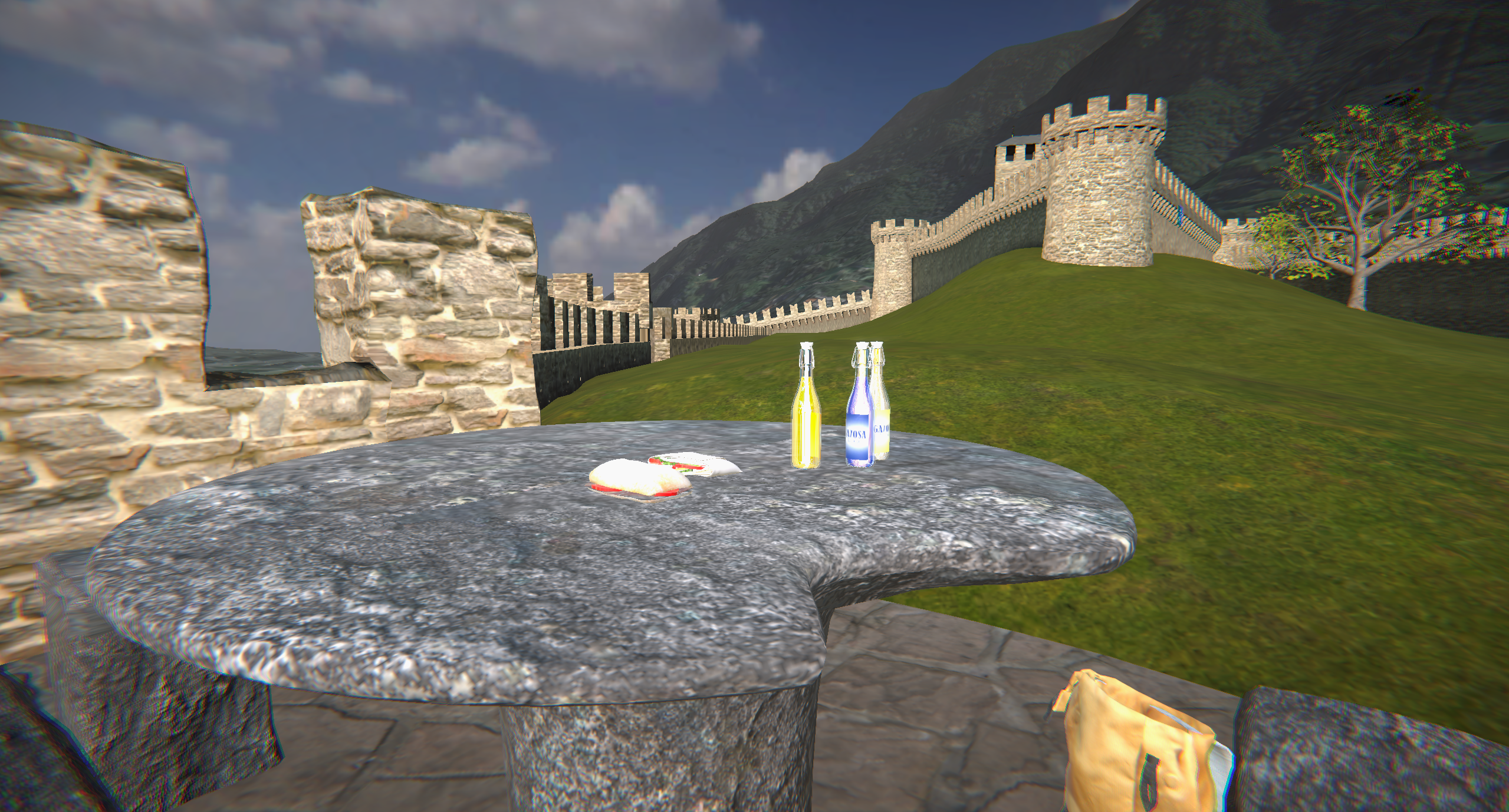 Animazione in 3D del castello di Bellinzona.