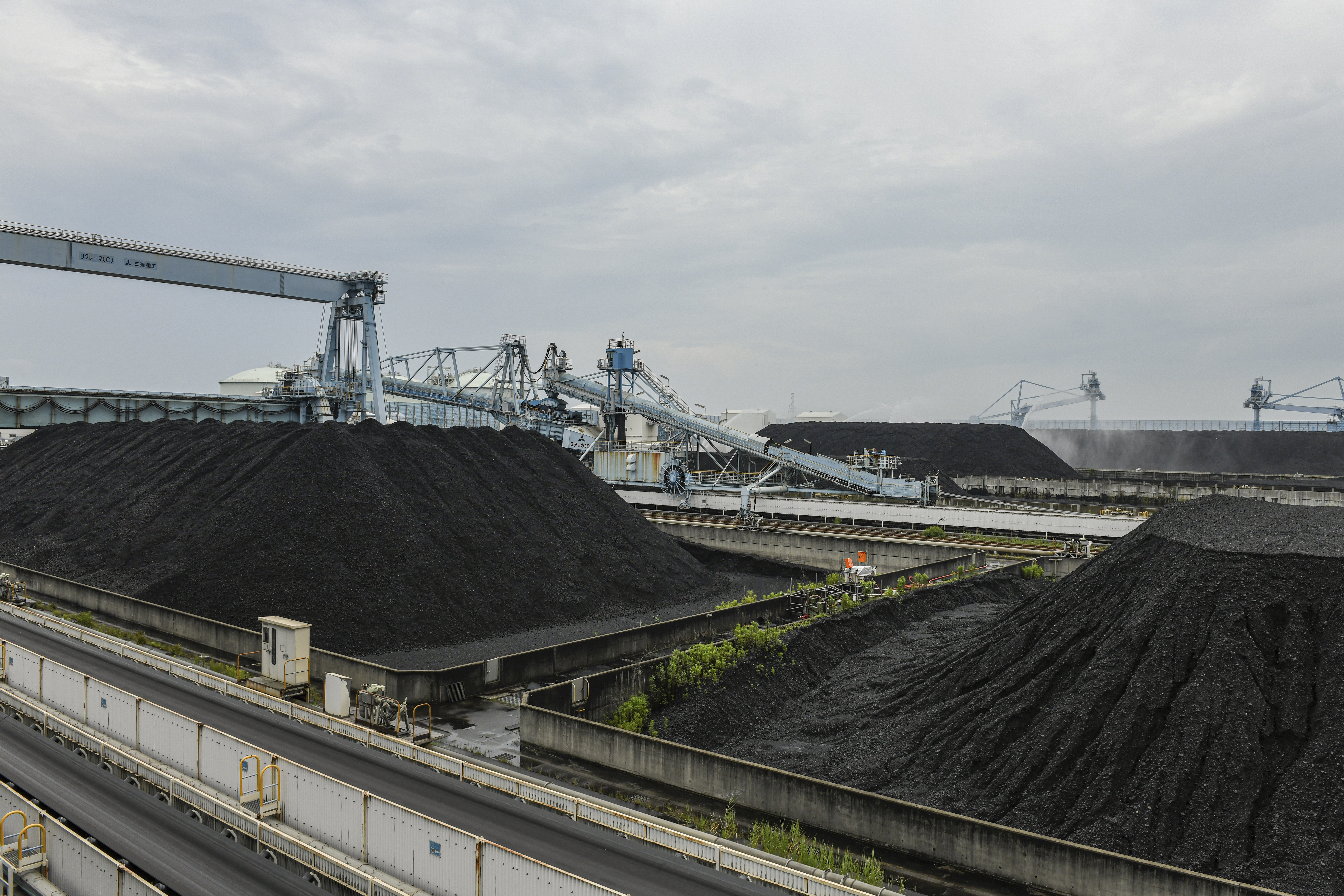 A coal storage yard in Hekina City, Japan, in 2023
