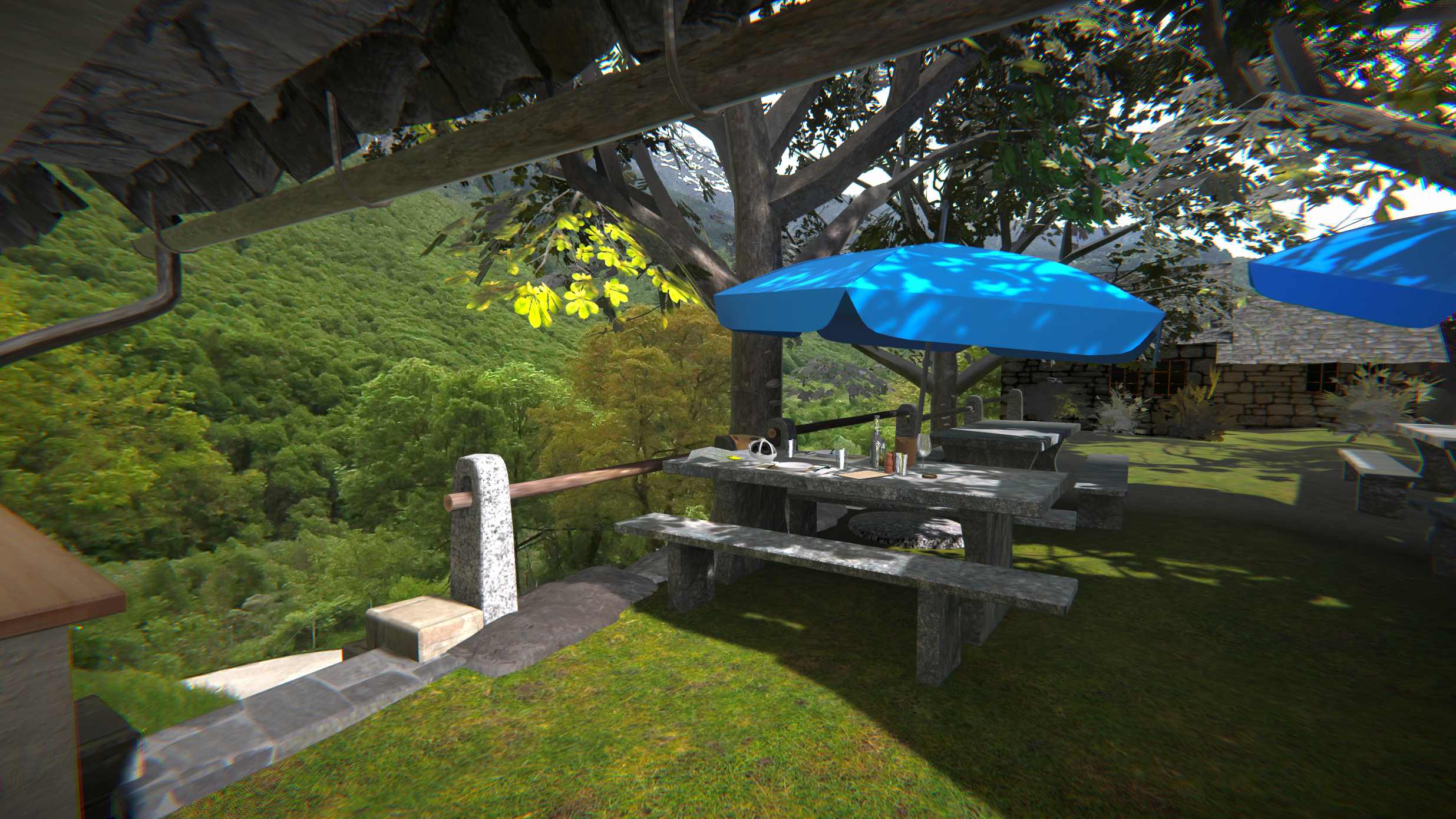 Animazione 3D di un grotto ticinese.