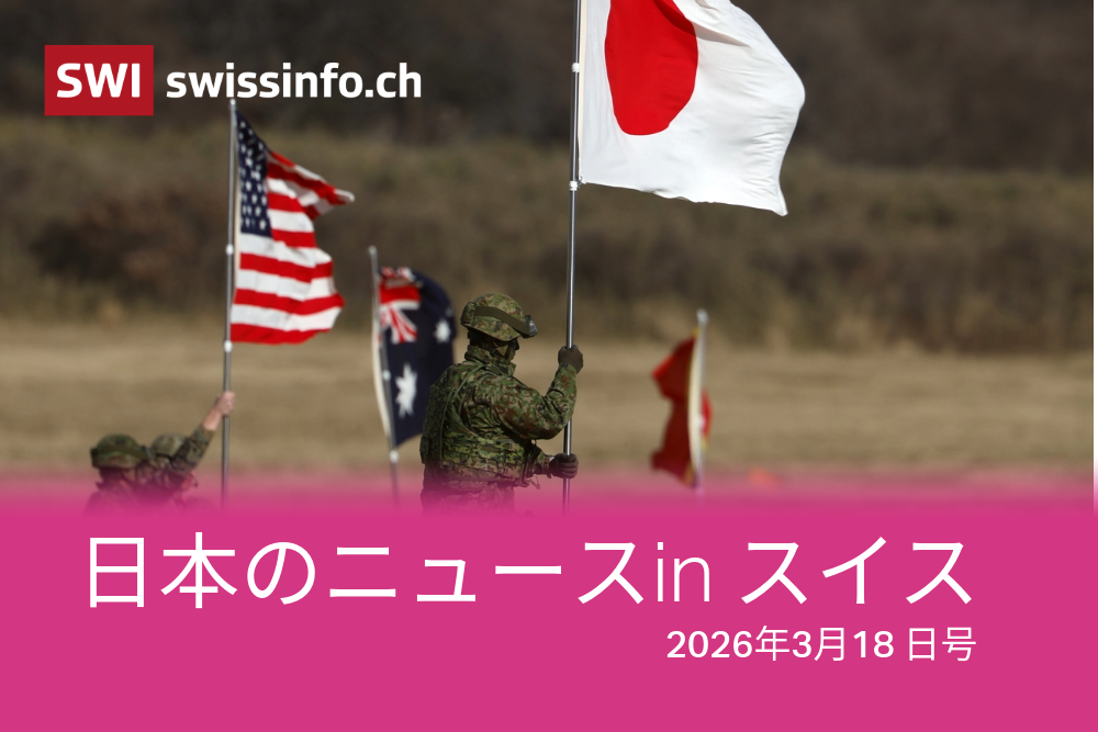 日本国旗を掲げた自衛隊員