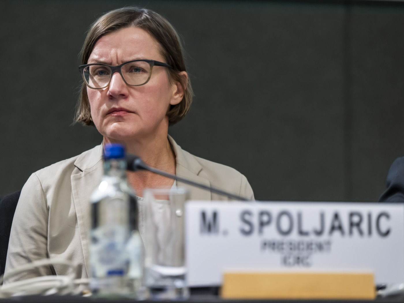 woman at microphone