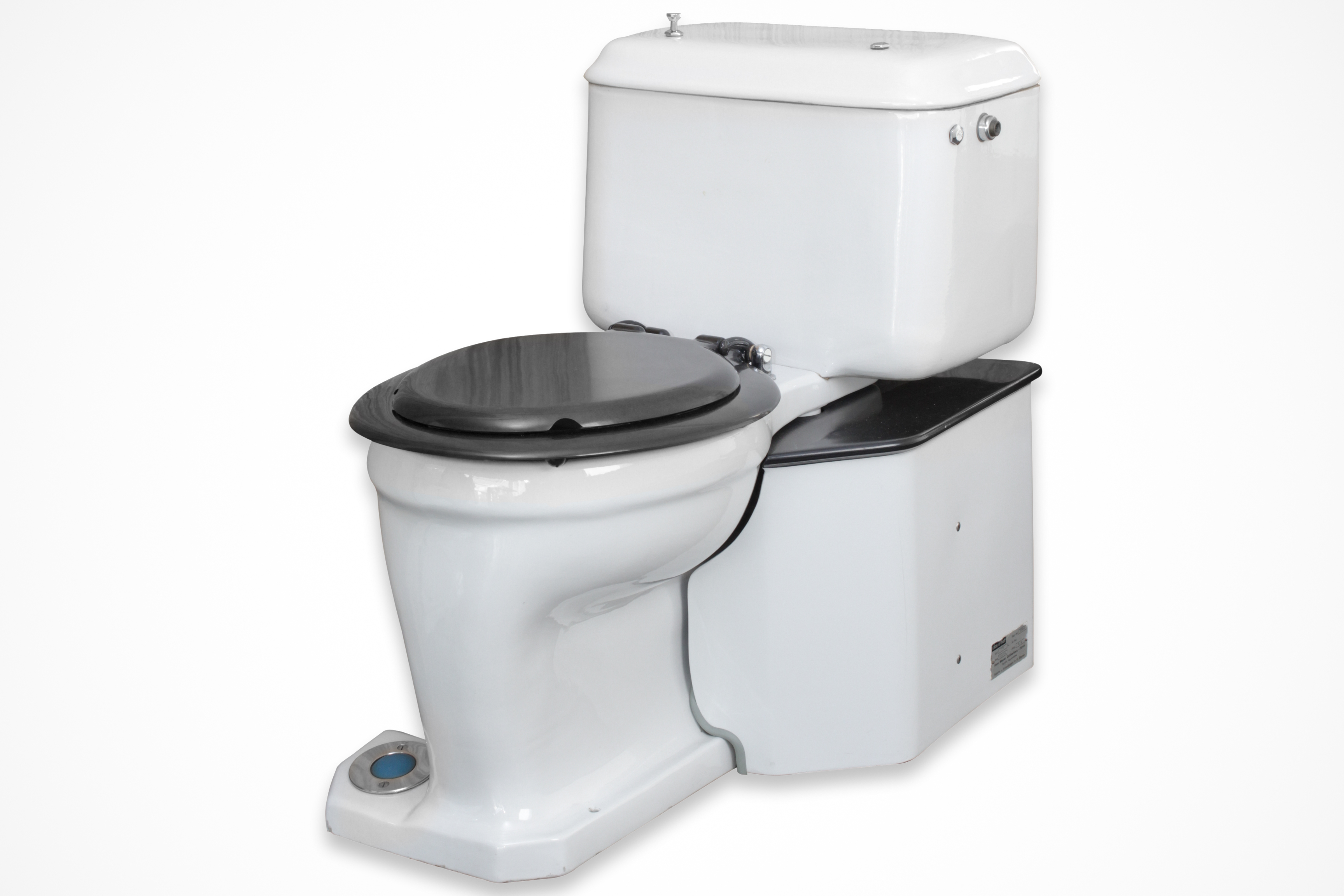 A toilet from 1957 with a built-in shower function