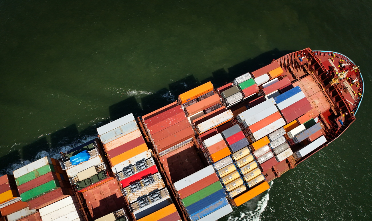 Containers on ship.