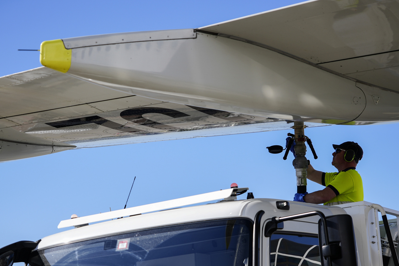 Aviation fuel being loaded.