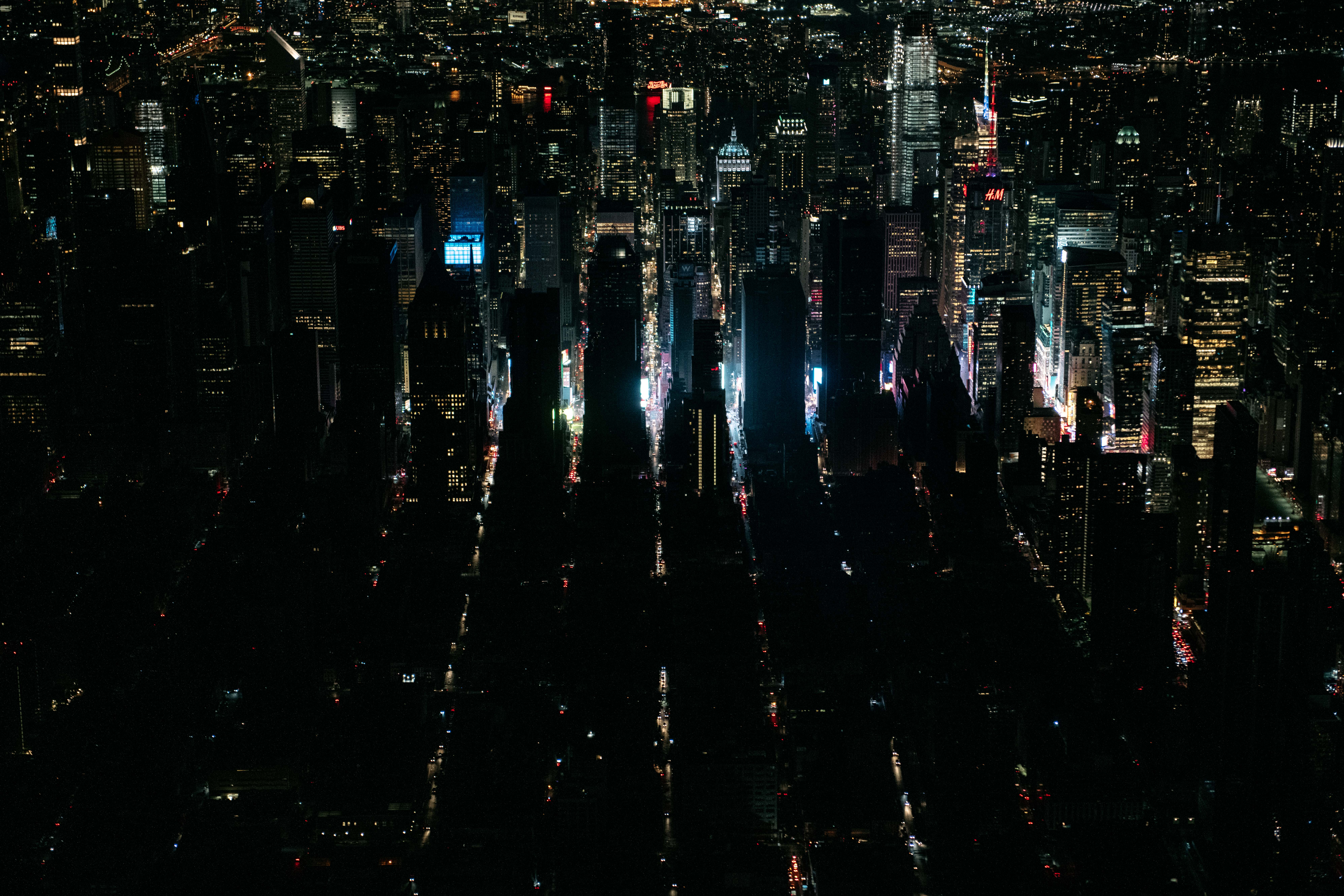 A big city in darkness