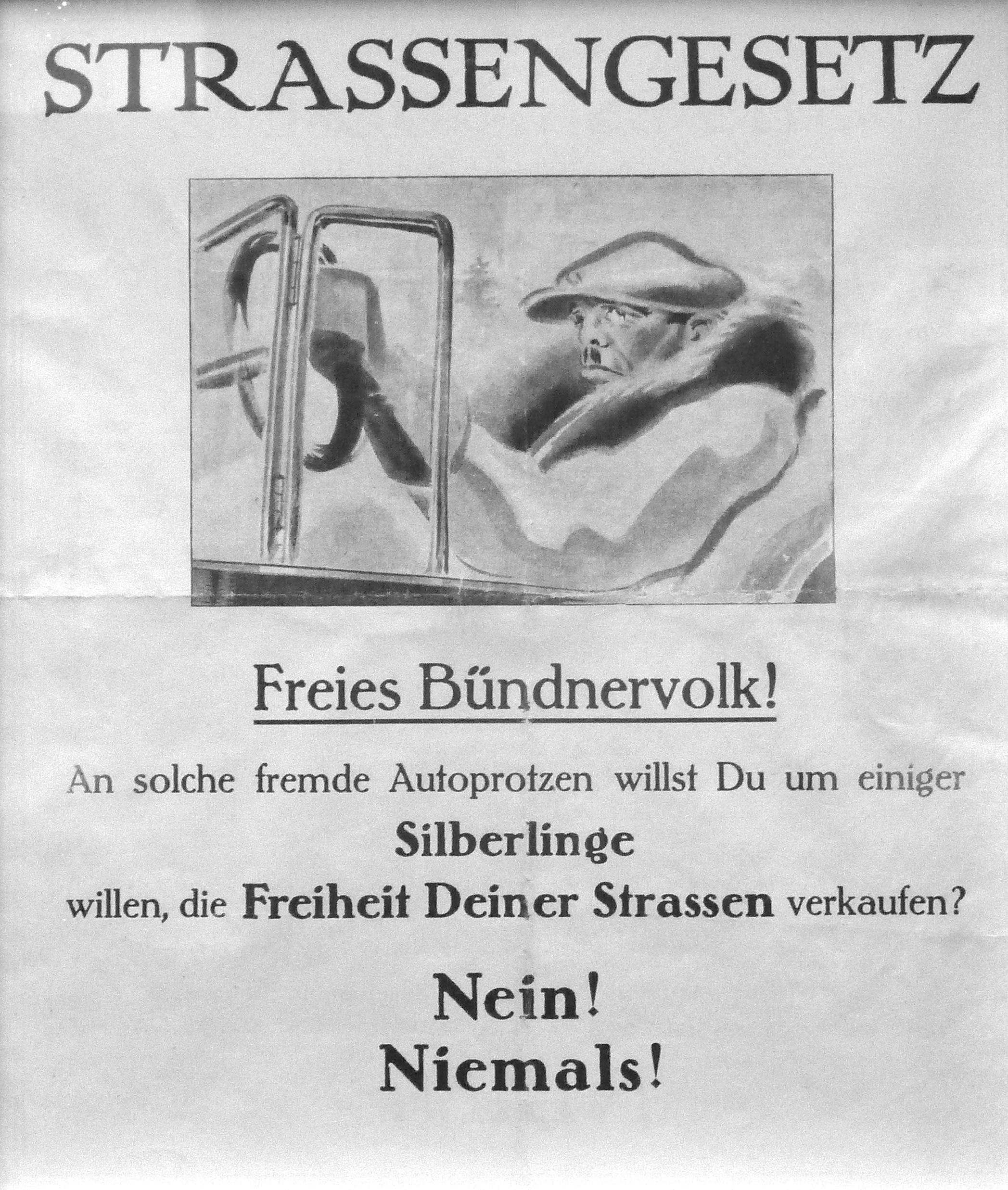 Poster campaigning against a road traffic law (historical)