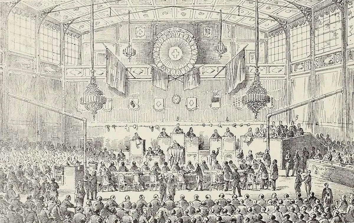 Illustration du procès des auteurs de l'insurection de Genève en 1864.