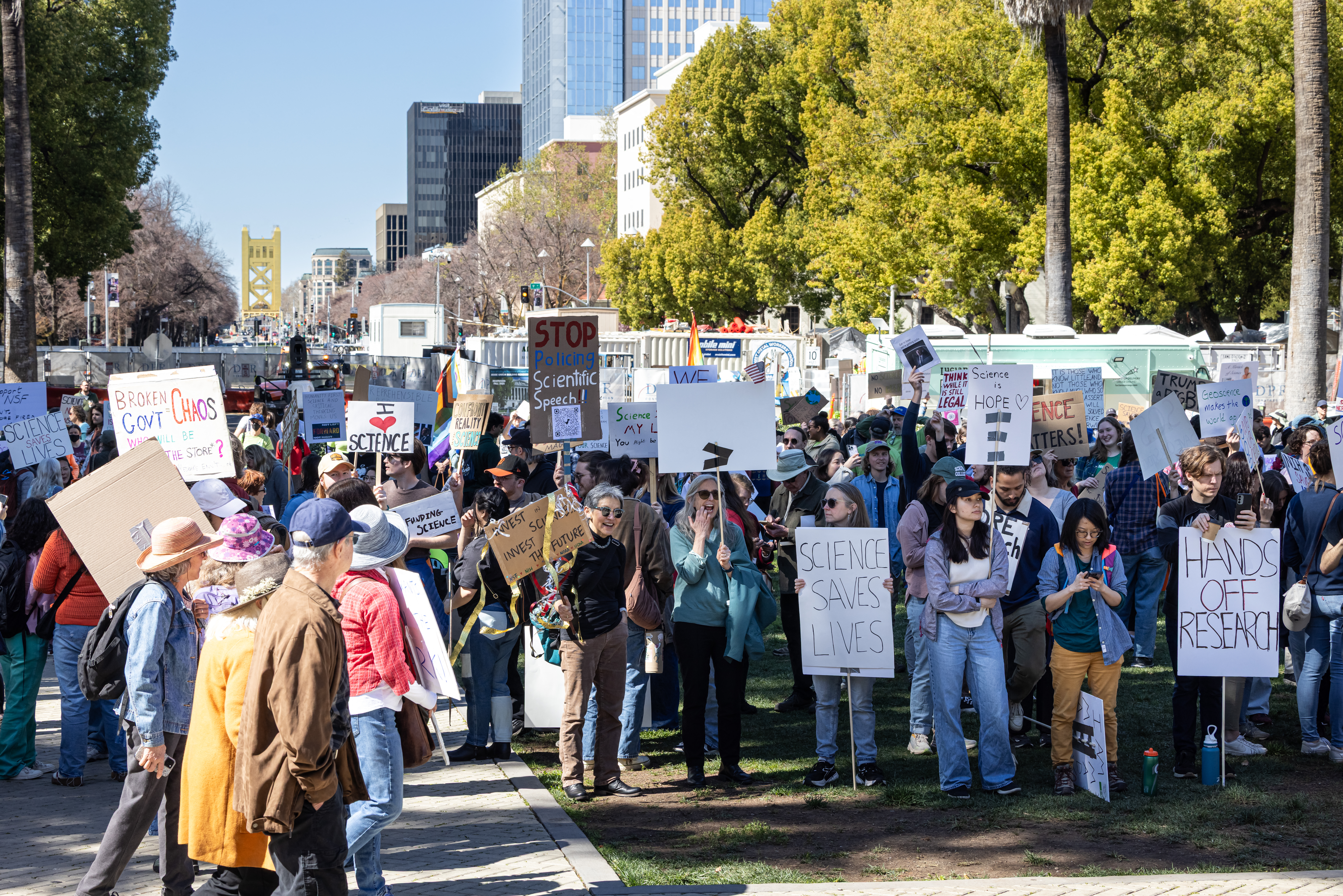 Science advocates at a protest