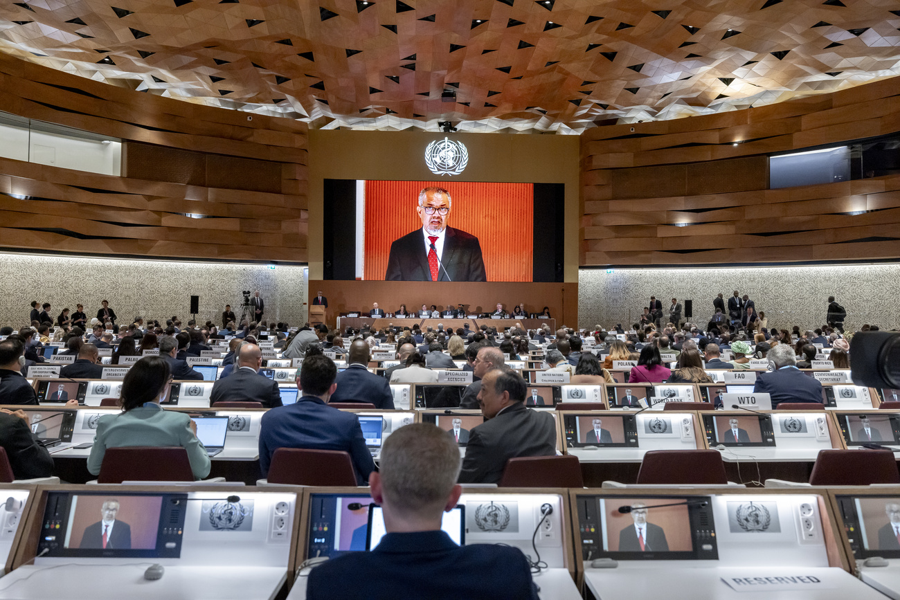 Tedros Adhanom Ghebreyesus, Director General of the World Health Organization (WHO), speaks about the historic agreement on how to combat future pandemics, aimed at avoiding a repeat of the mistakes made during the Covid-19 crisis, during the 78th World Health Assembly (WHA78) at the European headquarters of the United Nations in Geneva, Switzerland, Tuesday, May 20, 2025.