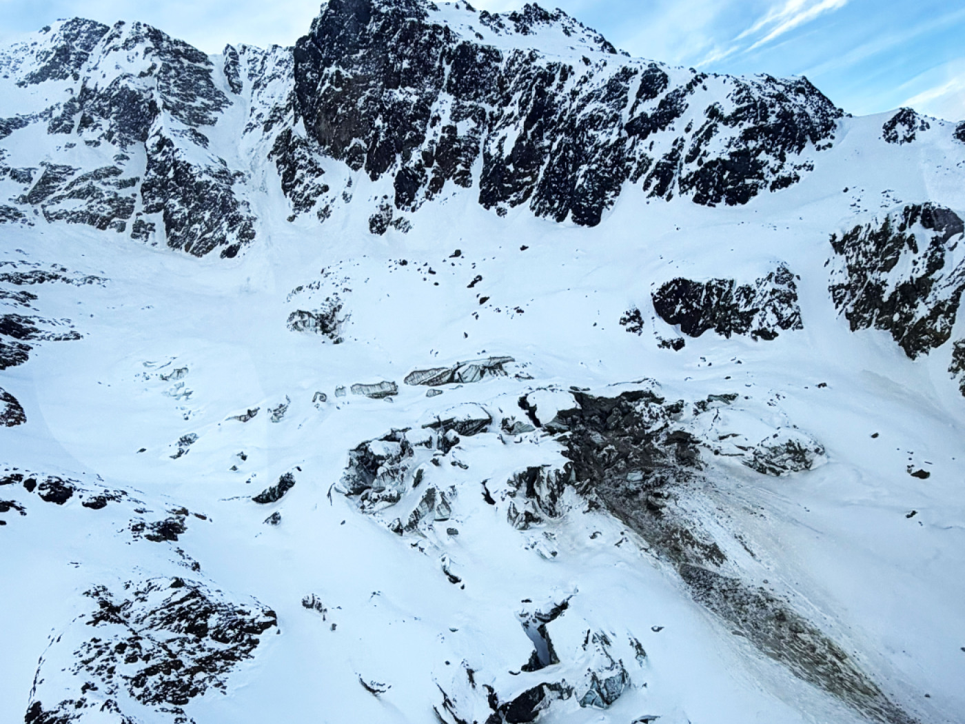 A recent view of the Oigschtchummun Glacier, near Blatten, in the Lötschental valley in southern Switzerland.