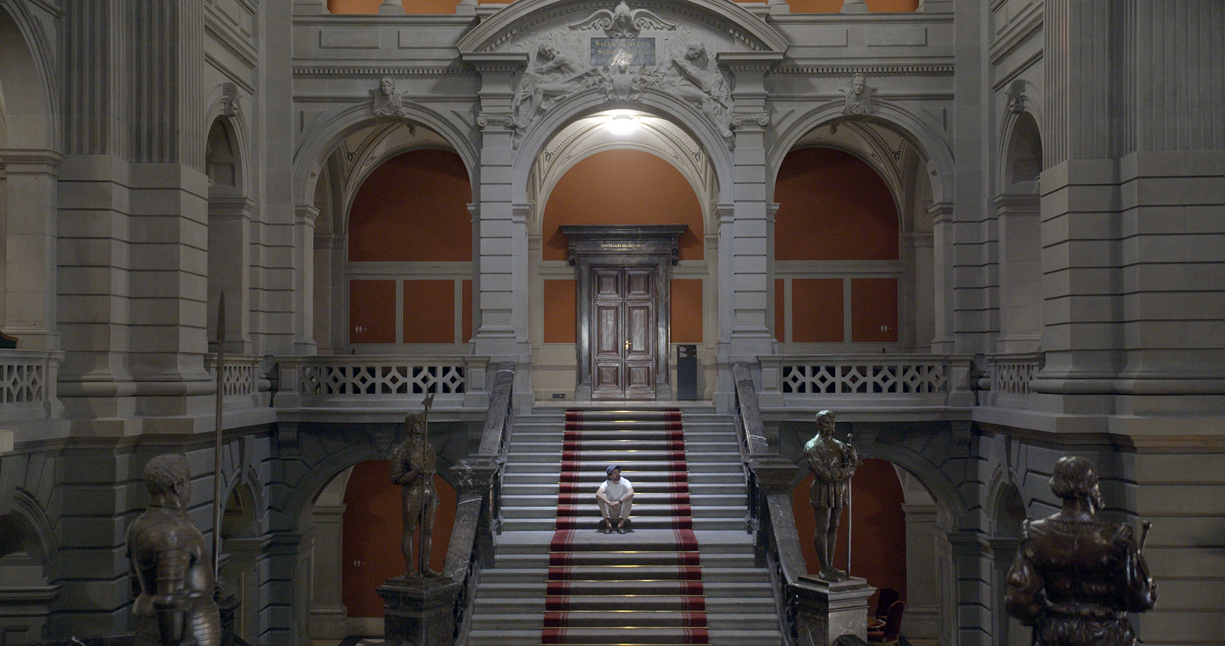 Swiss filmmaker Mehdi Atmani in the Swiss parliament building in Bern.