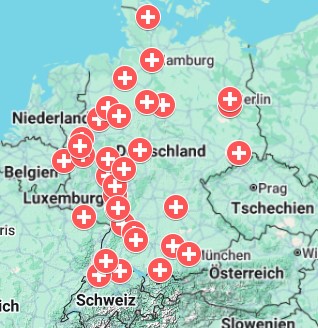 Karte Deutschlands mit Vereinen