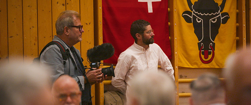 Swiss filmmakers Stéphane Goël (left) and Mehdi Atmani