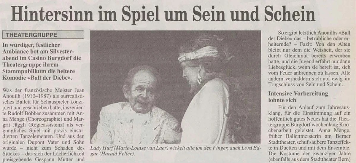 Zeitungsartikel aus einer alten Zeitung