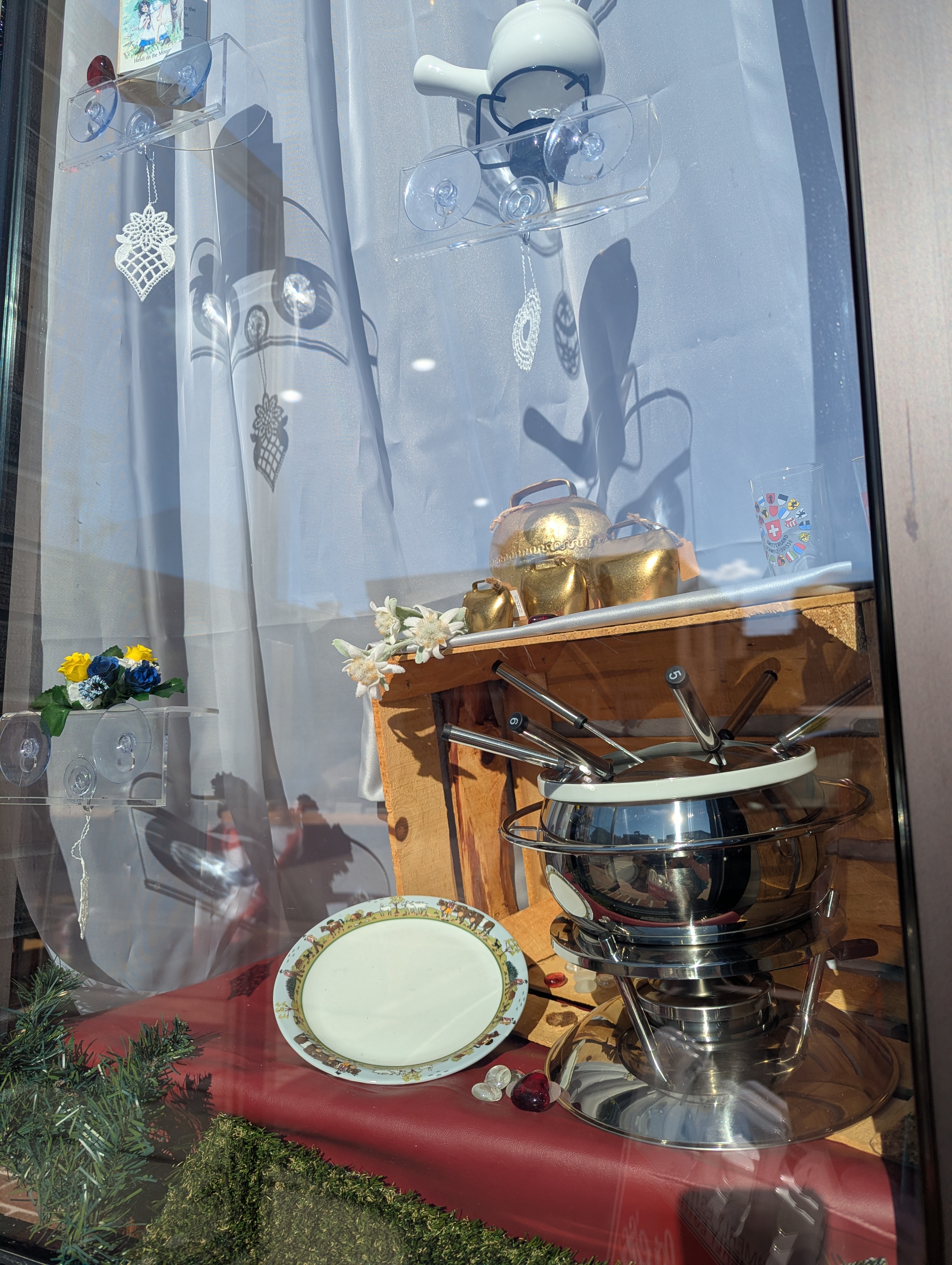 Fondue pots in a shop window