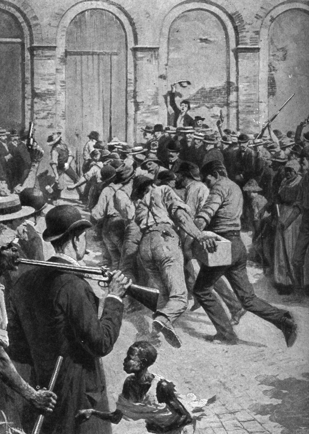 Una rappresentazione del linciaggio di New Orleans.