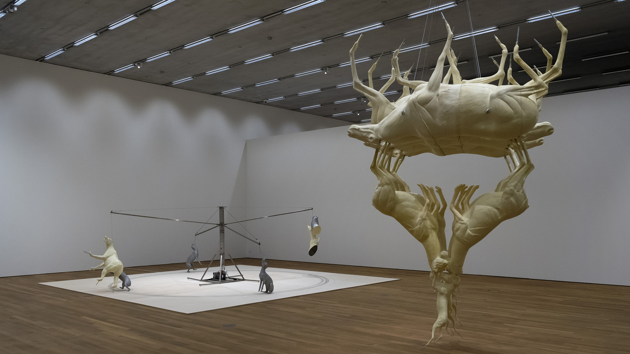 Works by Bruce Nauman and Klara Lidén at Schaulager, a museum storage facility just outside Basel that also exhibits its contemporary art collection.