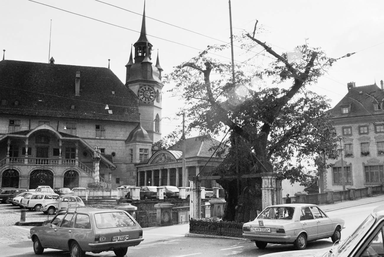 Eine Linde mitten auf einer Strasse (historisch)