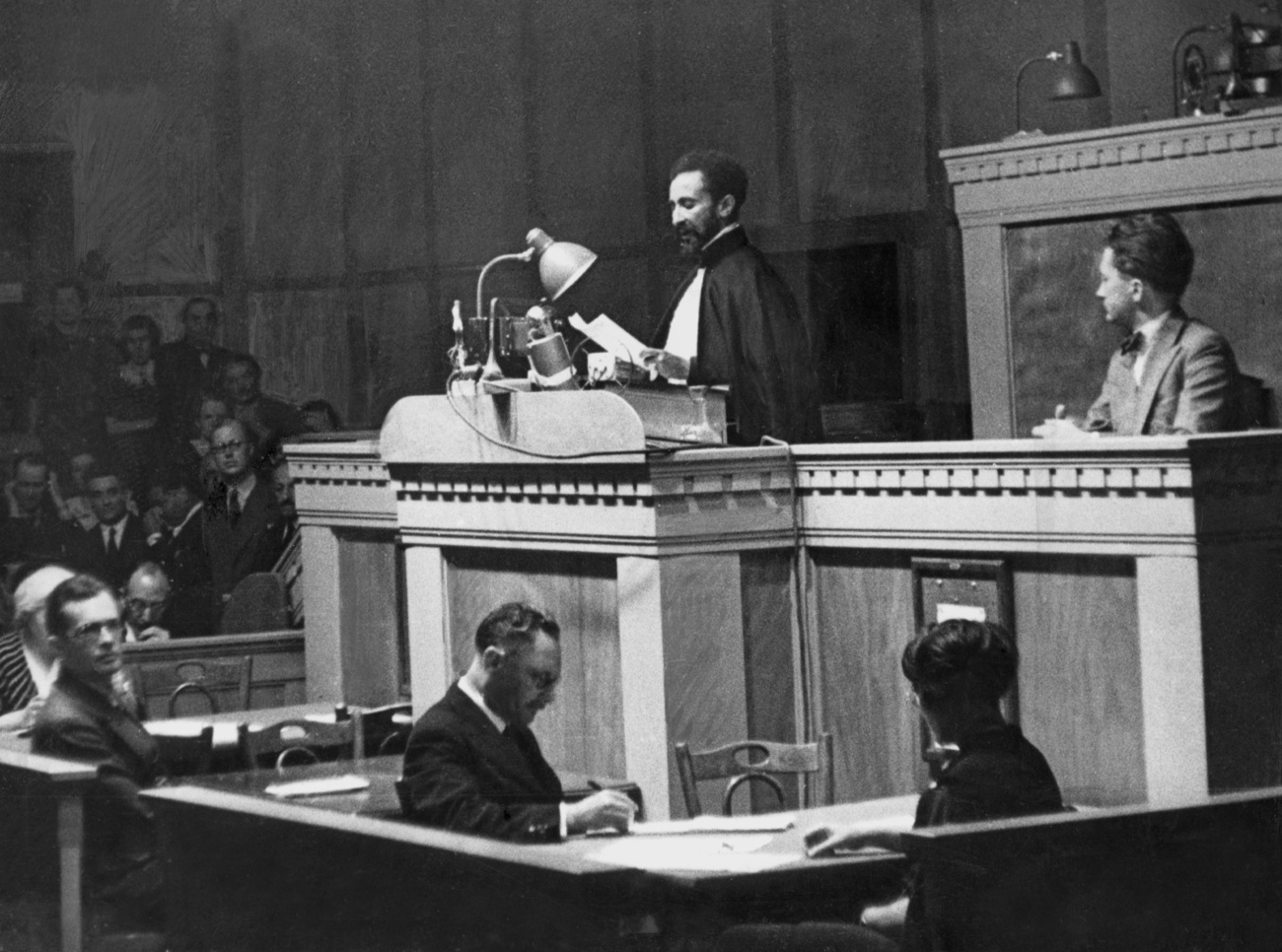 Haile Selassie davanti alla Società delle Nazioni a Ginevra.