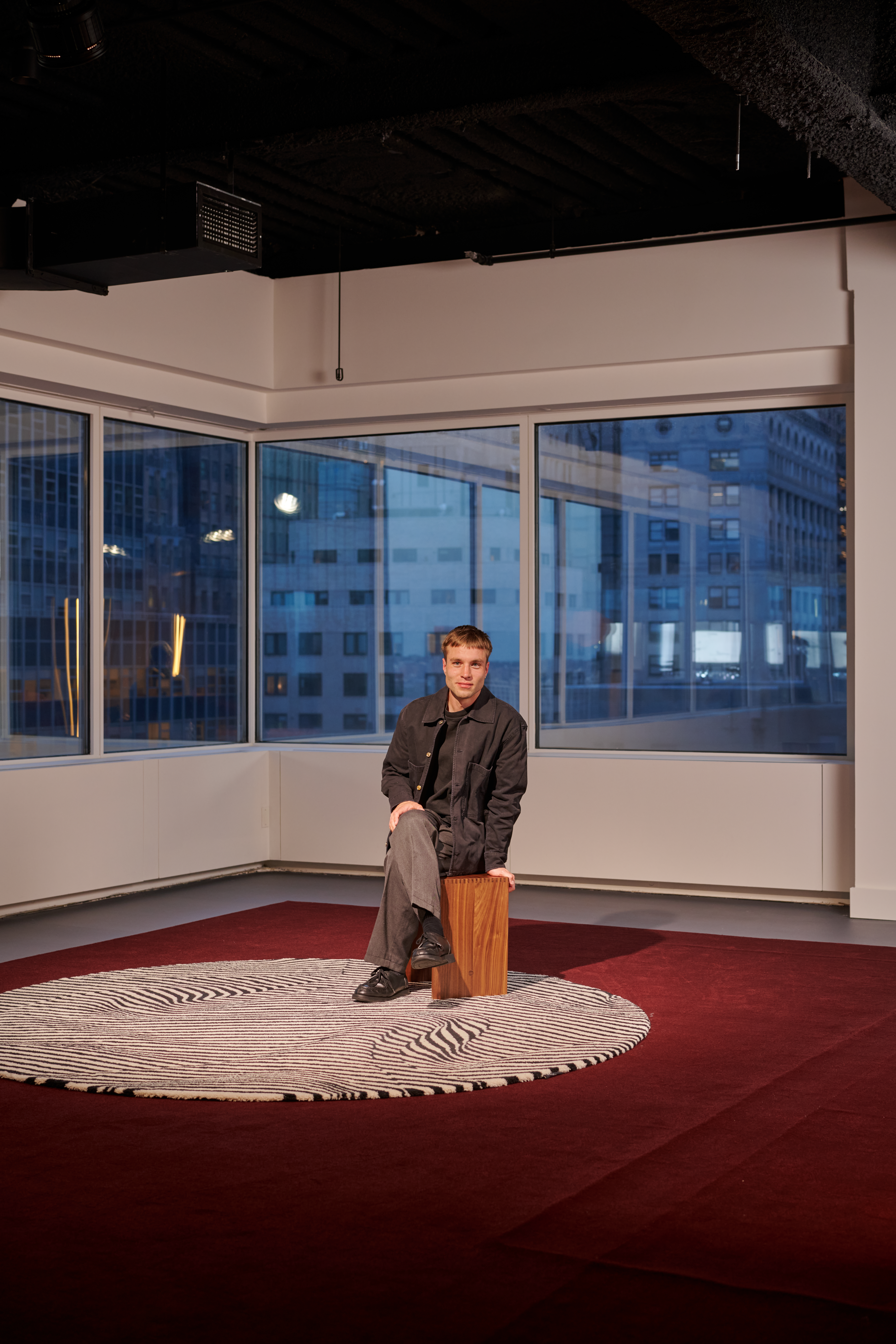 Curator Christian Herren in the exhibition «Frame in Frame – Swiss Design in Motion», the official Swiss contribution to NYCxDESIGN 2026 in New York.
