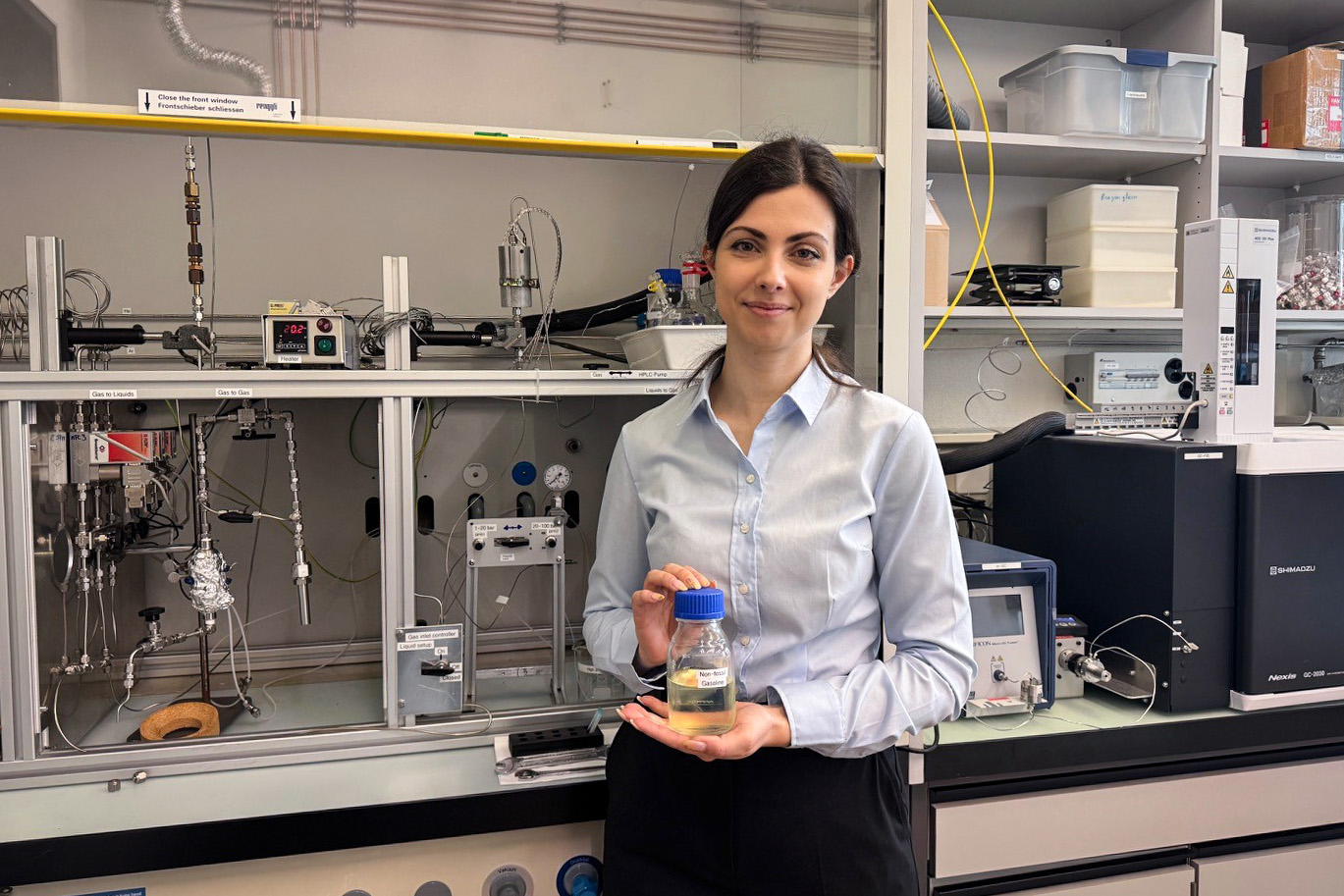 Alessia Cesarini, a Swiss chemical engineer, is developing a synthetic "drop-in" fuel that works with existing combustion engines and infrastructure.