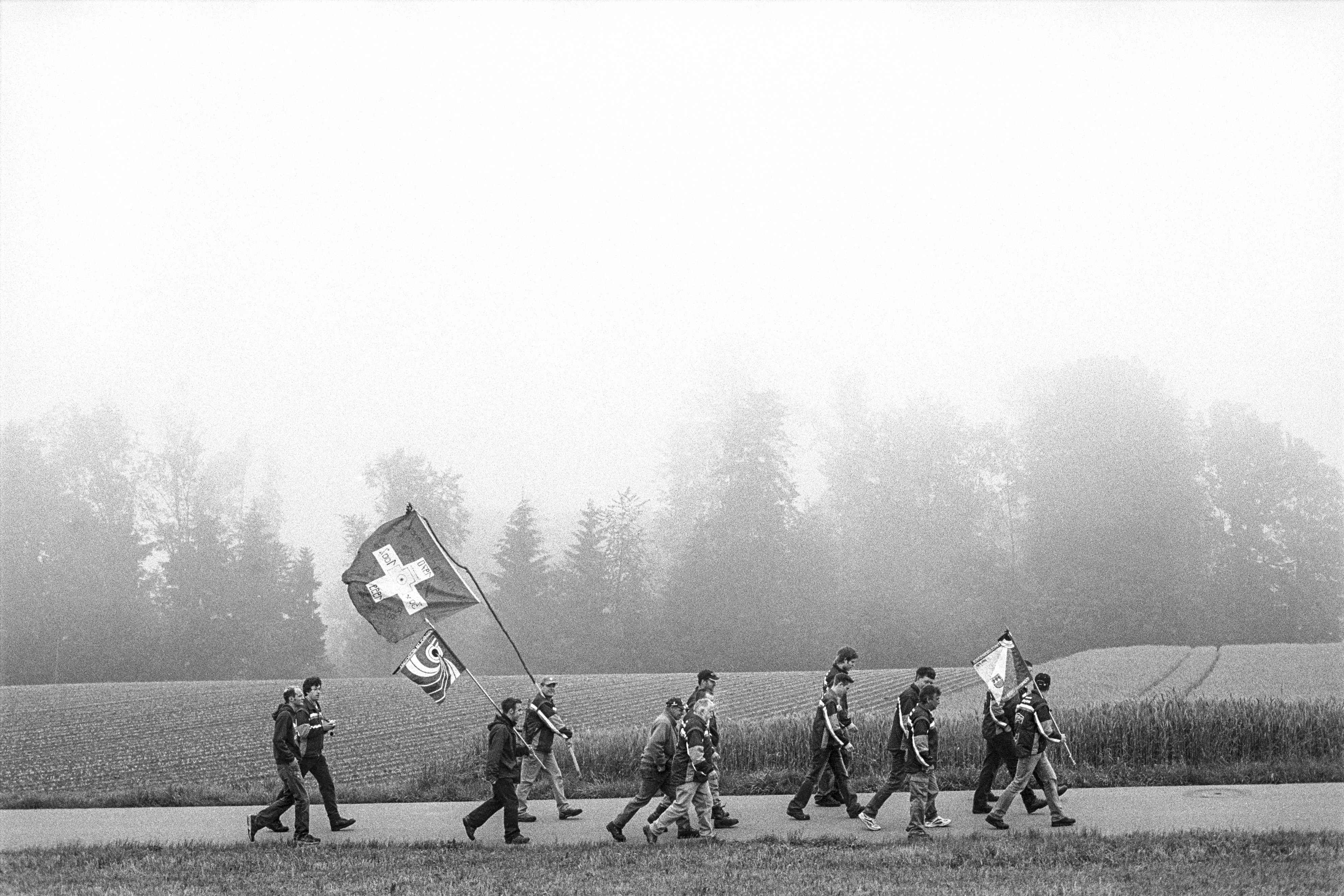 People with a flag