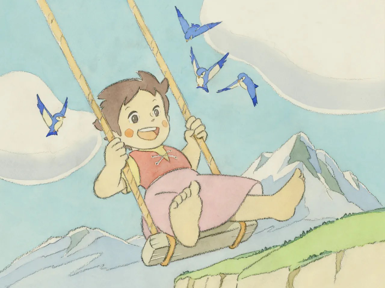 Eine originale Handzeichnung zur «Heidi»-Serie. Sie war noch kein Filmbild, sondern eine colorierte Skizze.
