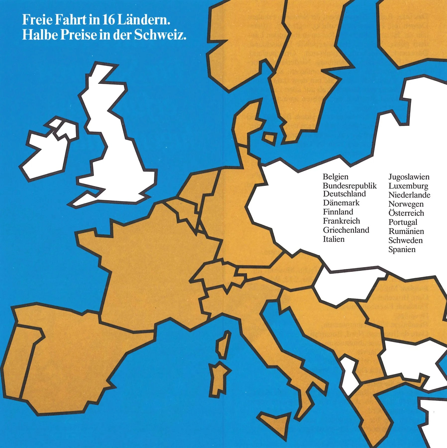 Broschüre für Zugreisen durch Europa