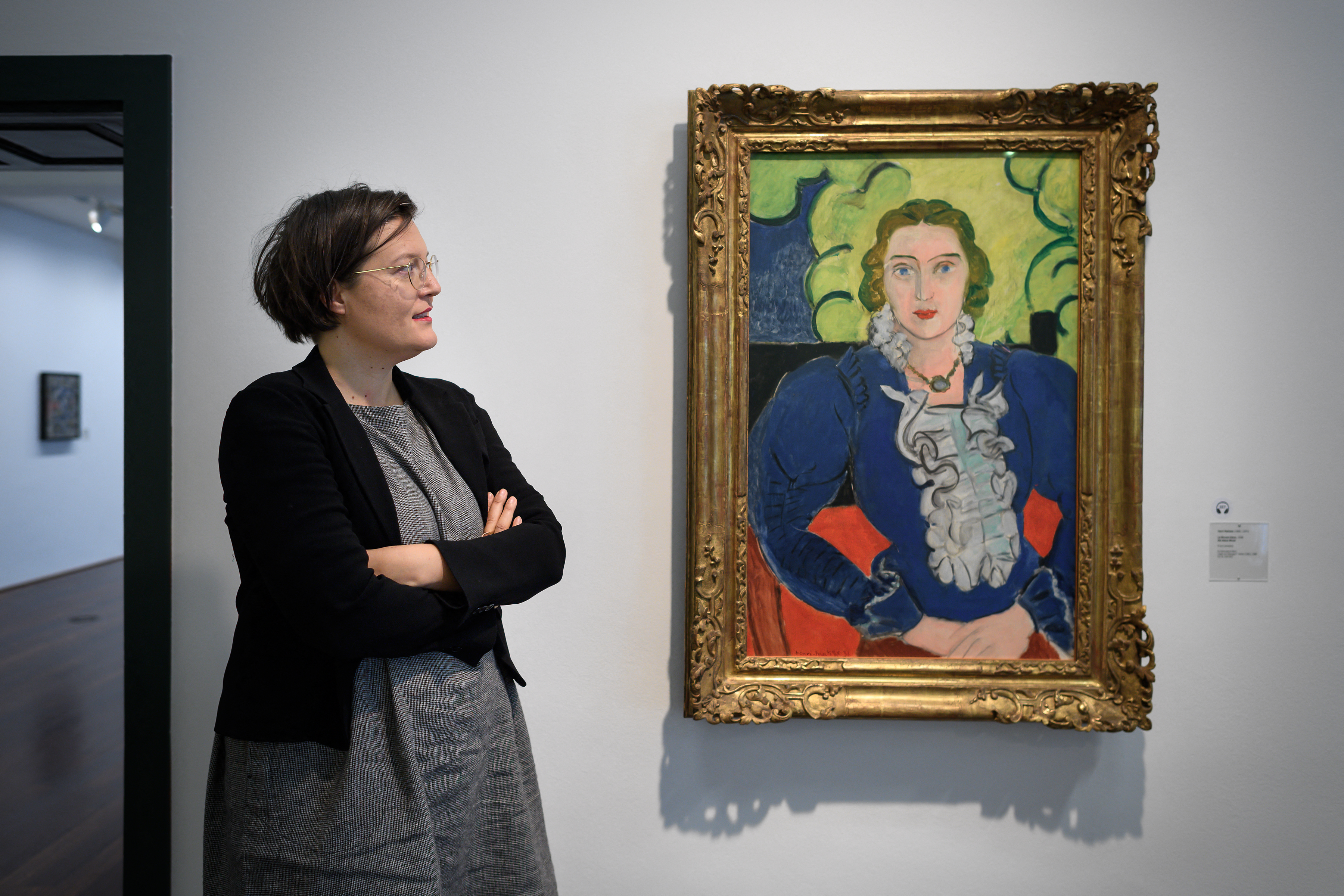Nina Zimmer poses with Henri Matisse's painting "The Blue Blouse". When Georges F. Keller began donating paintings by masters like Matisse and Dali to the Kunstmuseum Bern, his reputation was not in doubt. The Swiss-Brazilian national had been a respected art dealer who gifted 116 works to the museum from the 1950s until his death in 1981. But the museum's provenance researcher came across an archival document linking Keller to Etienne Bignou, a man now considered a "red-flag" dealer because he traded art with Germans in Nazi-occupied Paris.