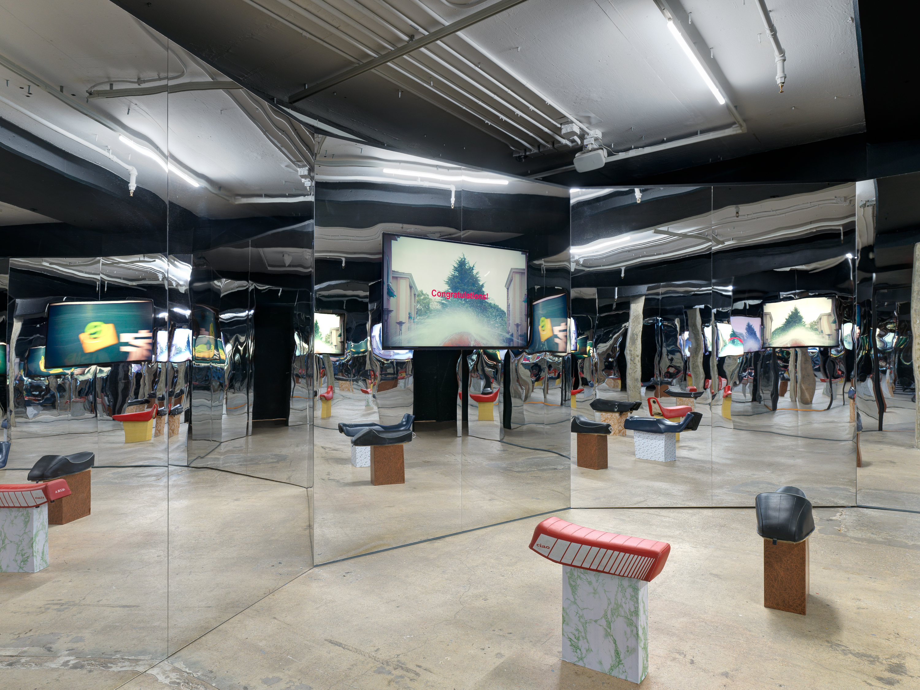 Installation view of the exhibition, in the Swiss Institute's basement.