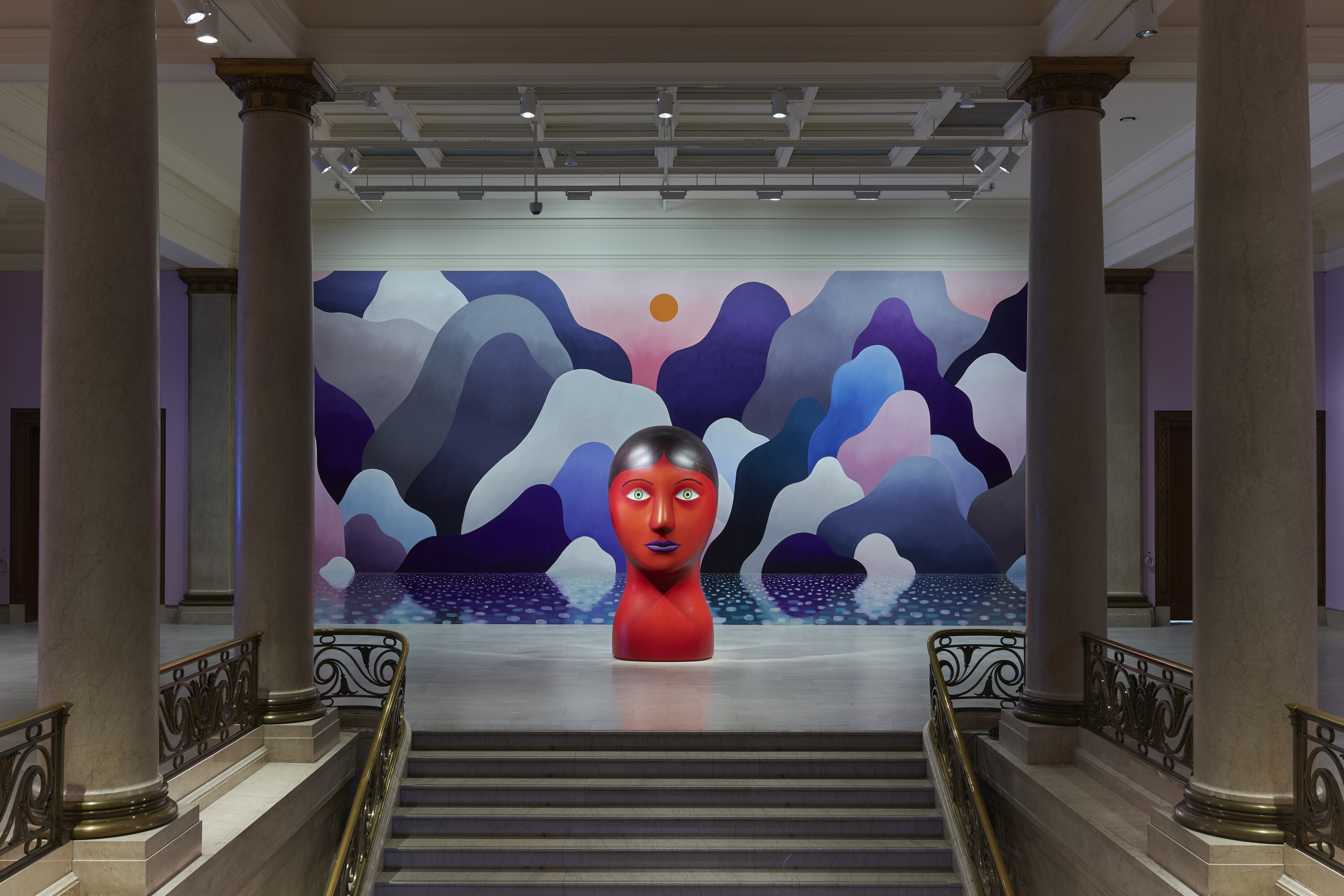 Arcs are a central architectural theme in his work, often appearing as prominent features rendered in multiple colours. Exhibition: ARCHES, M Woods, Beijing, 2018–19