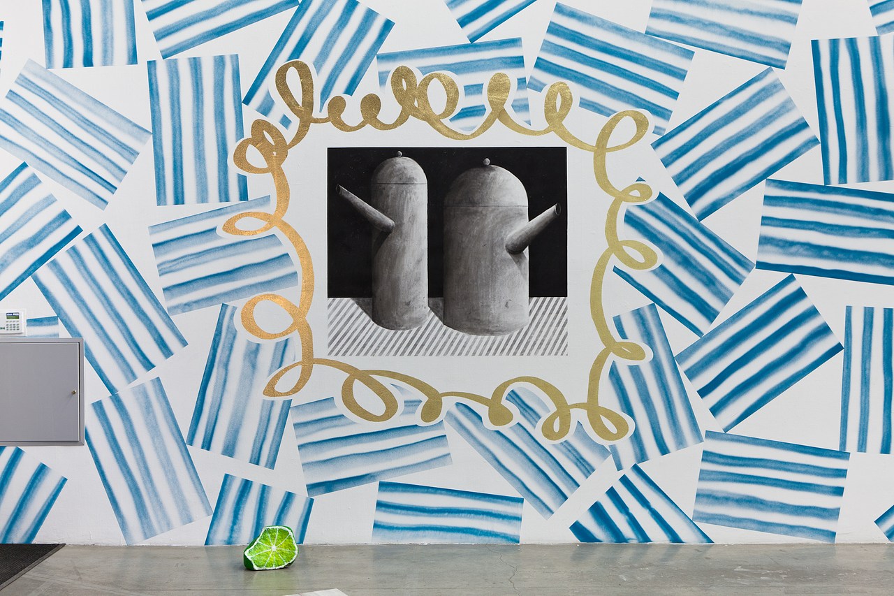 Early wall works made with charcoal applied directly over spray paint, reflecting the immediacy and physicality that would later shape Party’s pastel installations.  (Exhibition STILL LIFE, STONES, AND ELEPHANTS, Swiss Institute, New York, 2012).