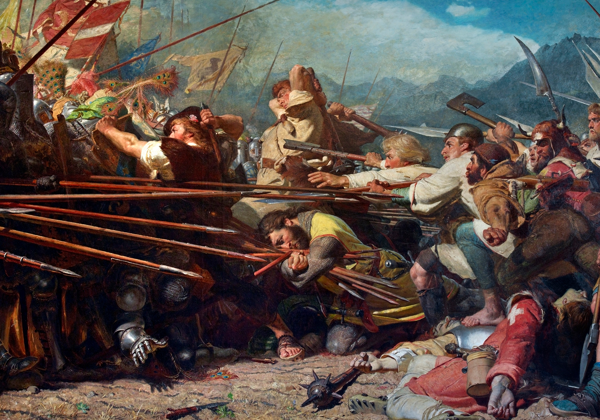 A painting of a battle