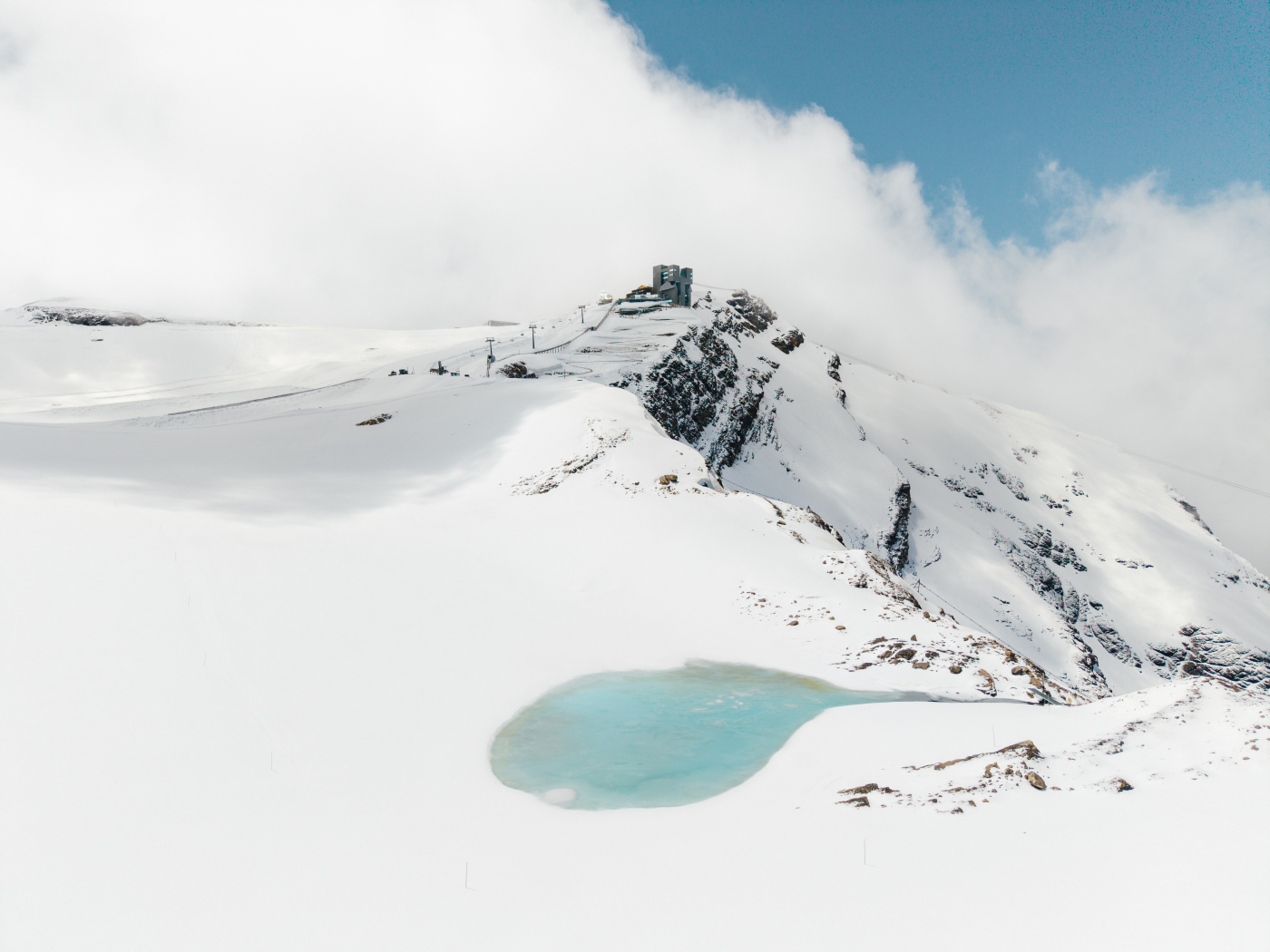 A natural lake at Glacier 3000 in Les Diablerets (VD)