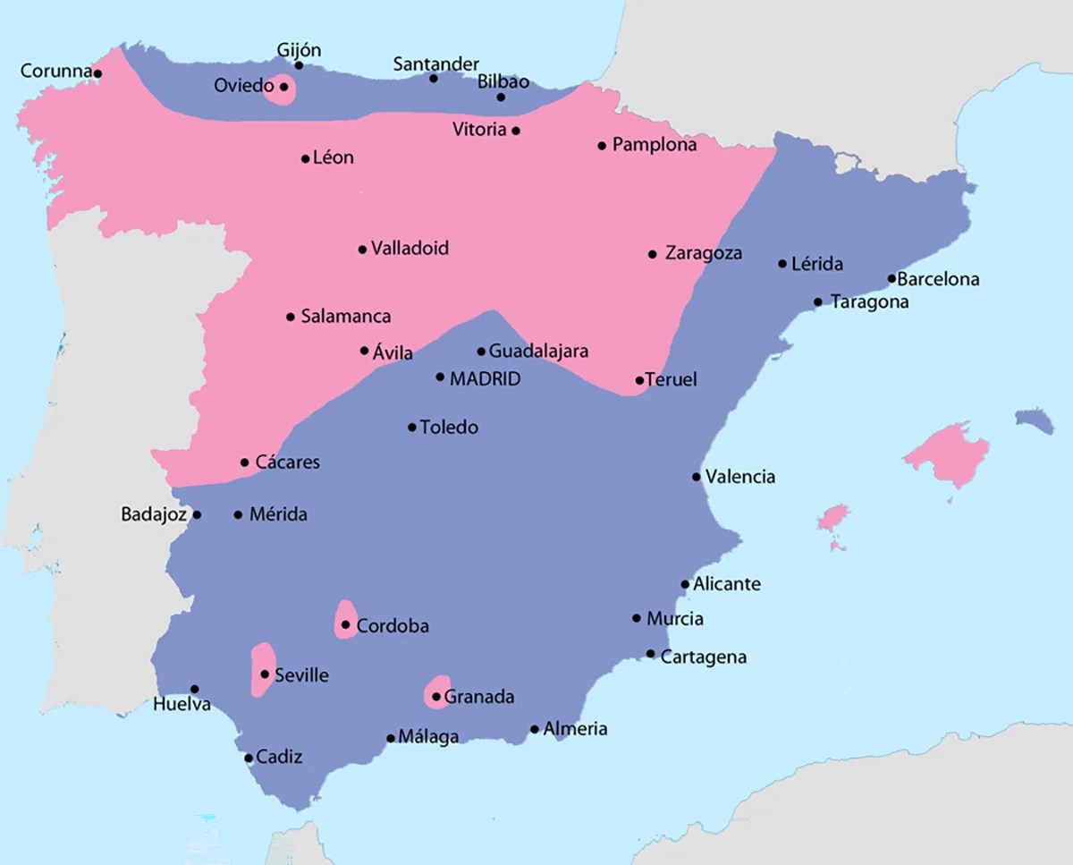 Carte de l'Espagne divisée pendant la guerre civile