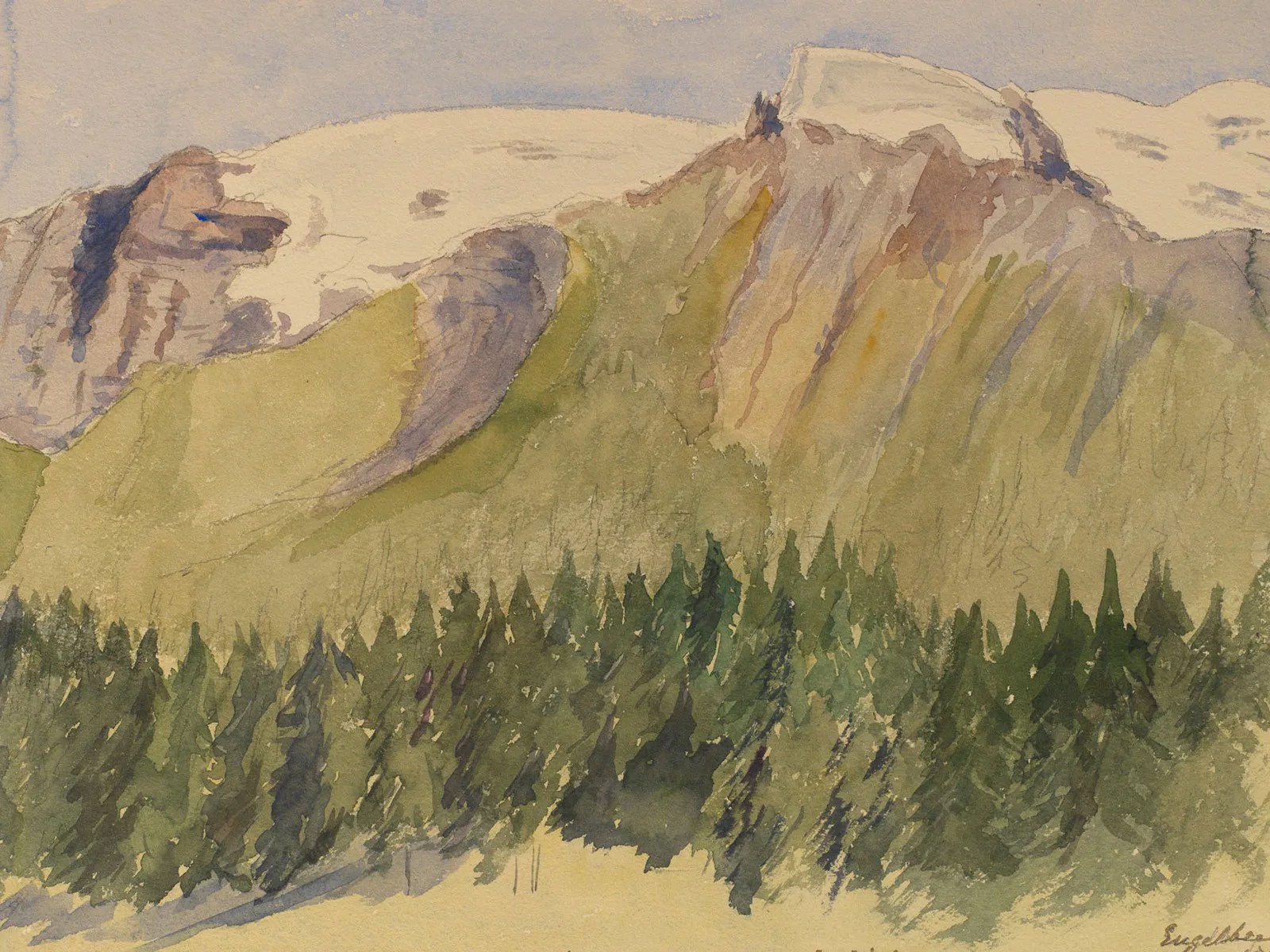 Aquarelle représentant le Titlis peinte par la reine Victoria