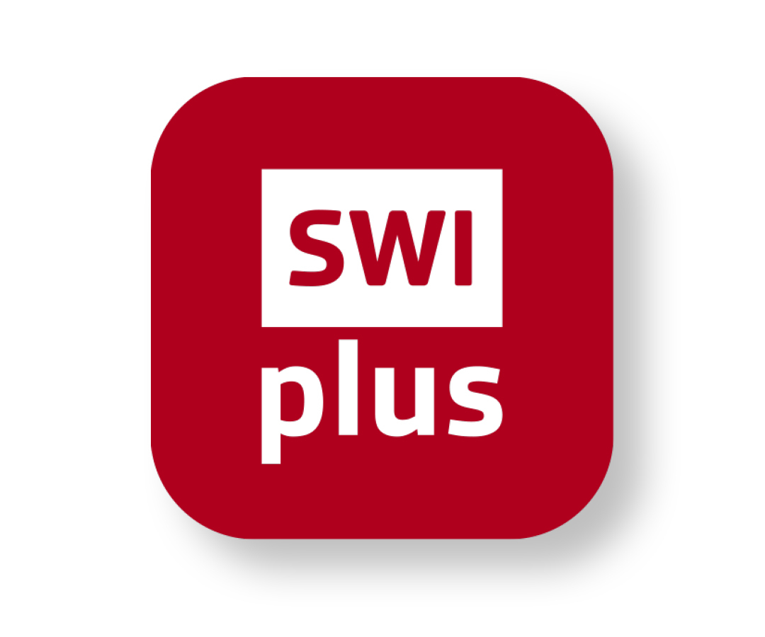 Official red SWIplus app icon on a white background.