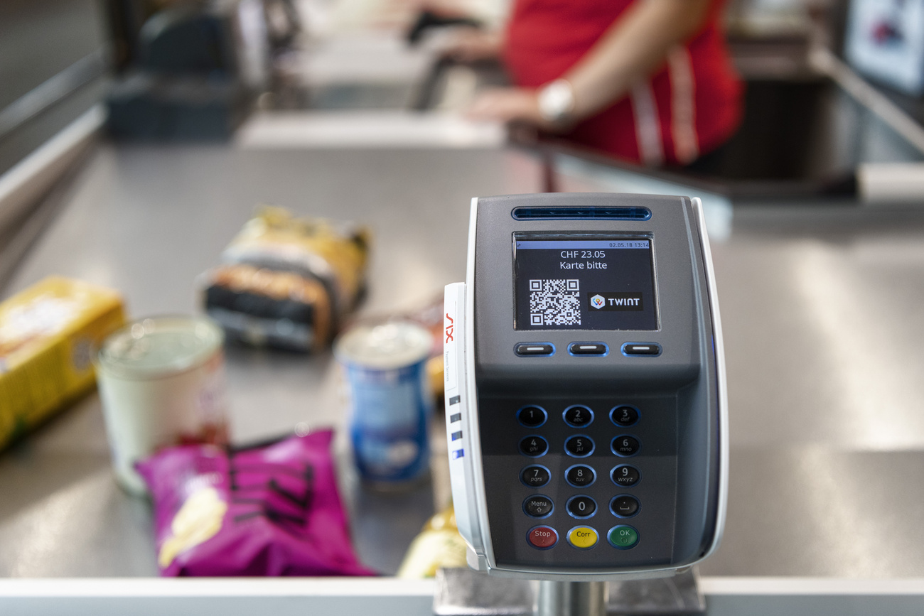 Lettore carte di credito in un supermercato