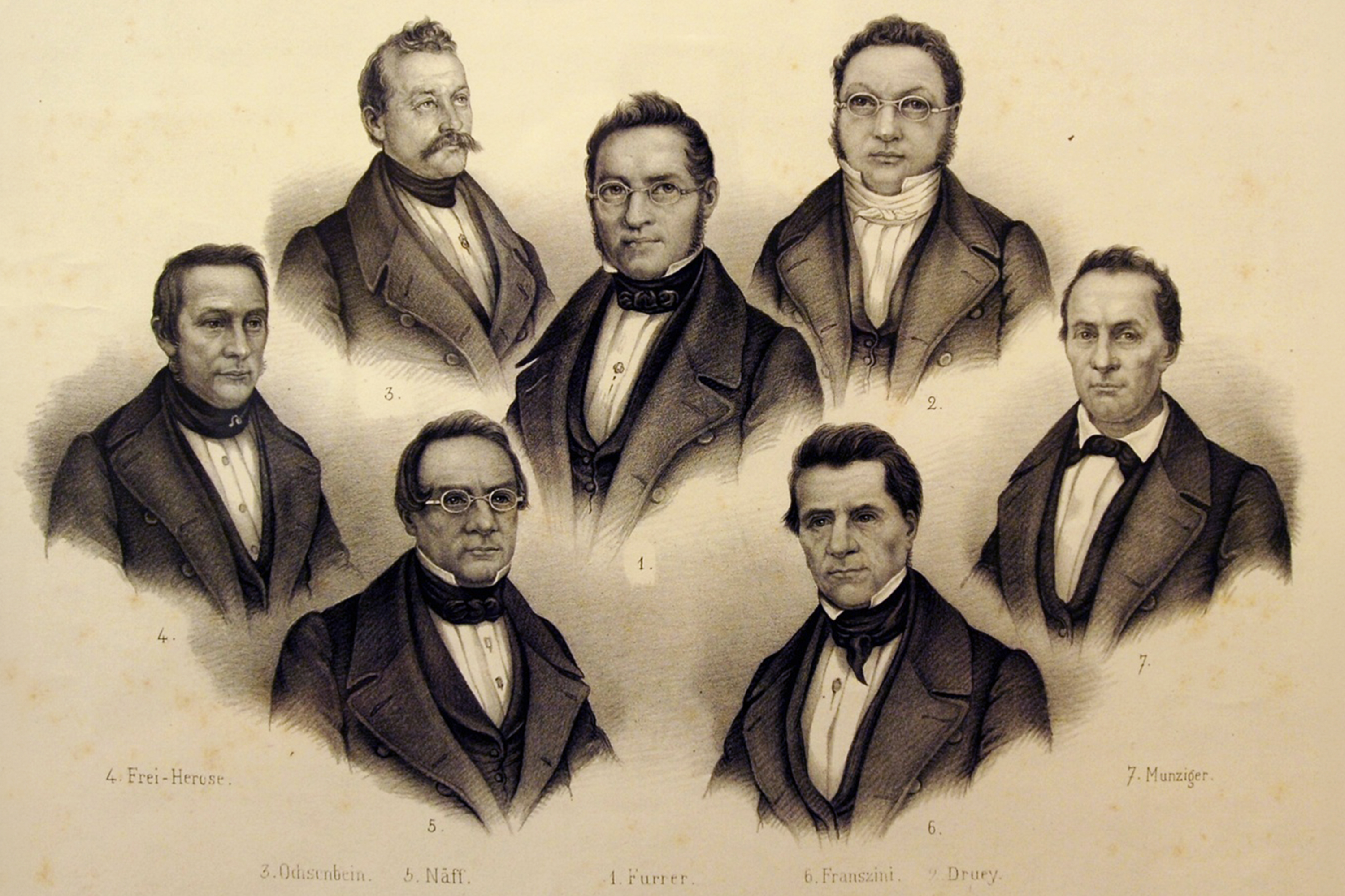 Une gravure du Conseil fédéral datant de 1848