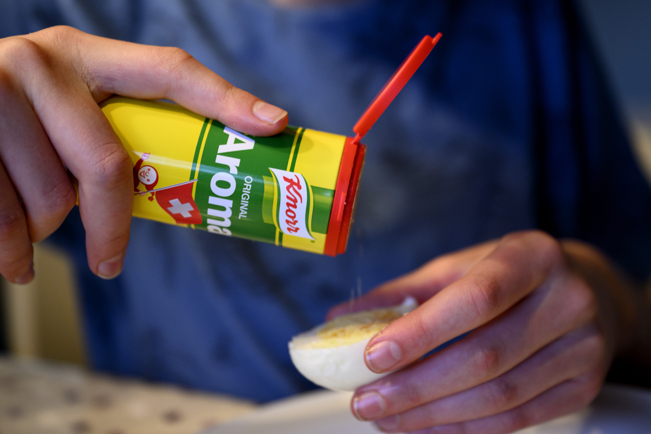 A main course of Aromat served over a hard-boiled egg.