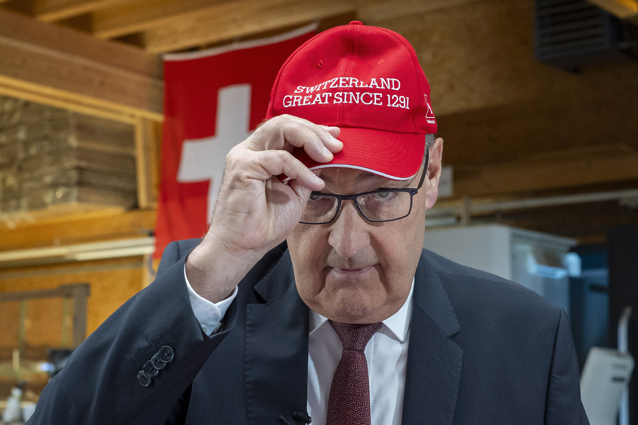 Il presidente della Confederazione Guy Parmelin durante un discorso in occasione della Festa nazionale del 1° agosto.