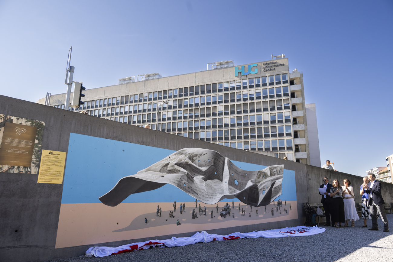 Il duo di artisti svizzeri Nevercrew ha realizzato questo murale davanti a un ospedale di Ginevra in occasione dell'odierna Giornata mondiale dell'aiuto umanitario. L’opera punta a ricordare che ospedali, pazienti, il personale di cura e quello umanitario devono essere protetti.