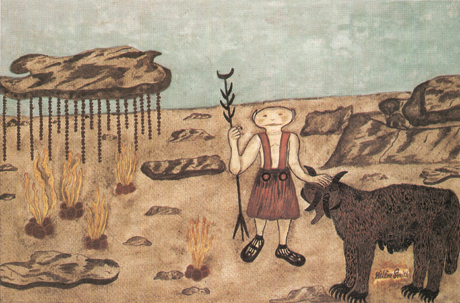 A Martian in his Martian landscape (drawing).