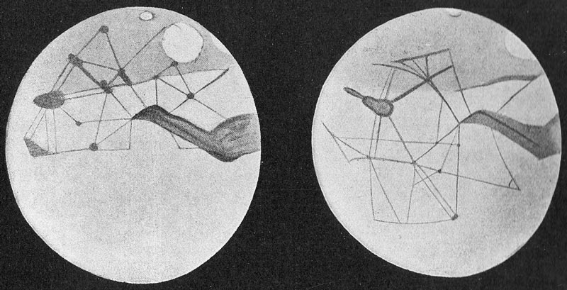 Sketches of the Martian canals by Percival Lowell, who popularised the theory in the US.