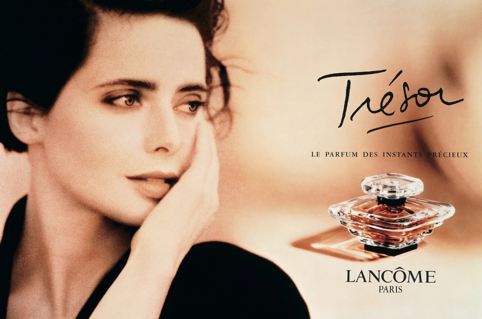 The face of Lancôme: Rossellini in an ad of the 1990s.