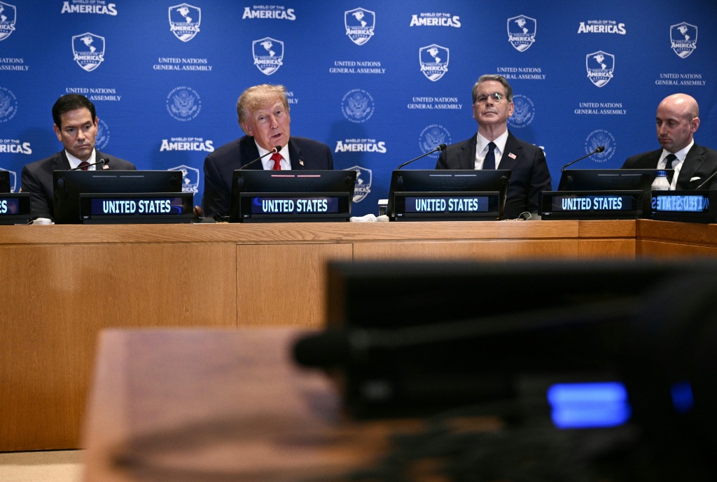 Donald Trump durante encontro do Escudo das Américas em Nova York