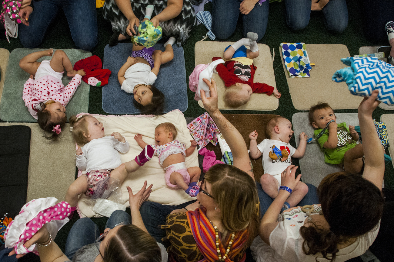 Changing nappies in Michigan.