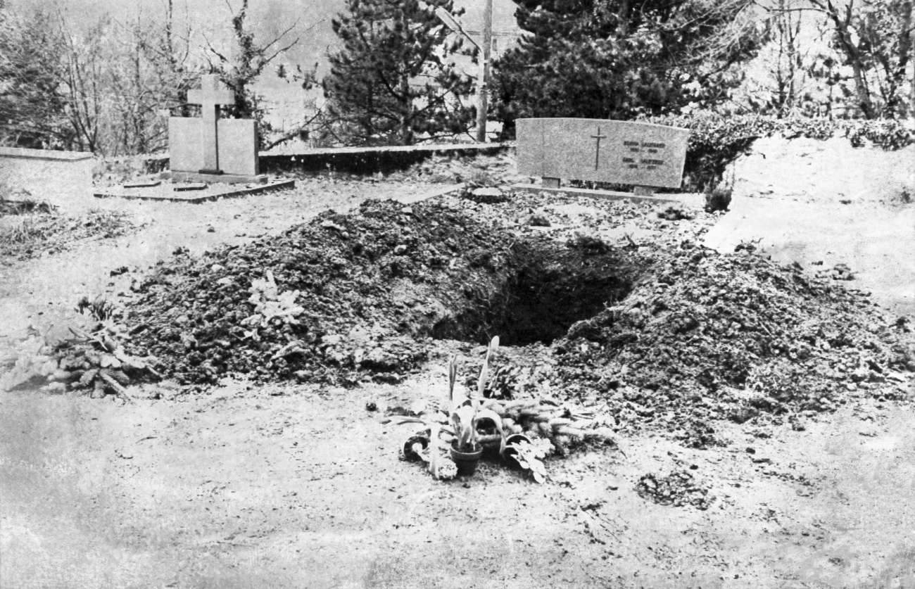 An open grave in a cemetery