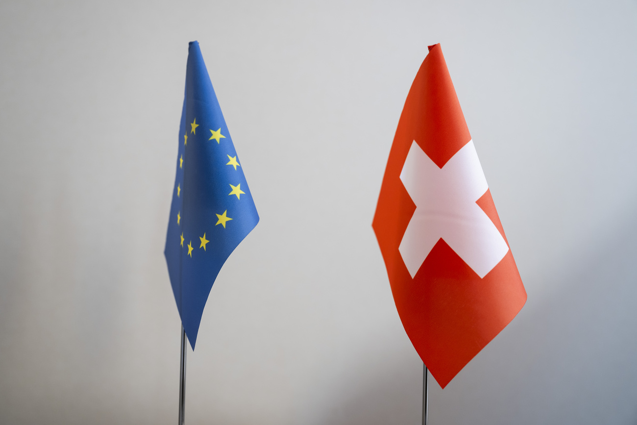 Bandierine Svizzera e UE